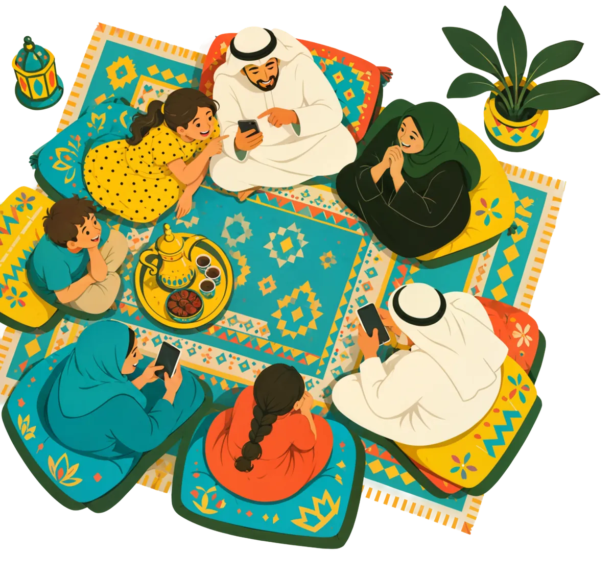 عيلة على الأرض تلعب صح ولا على جوال واحد